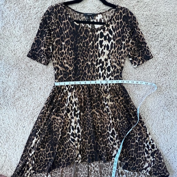 Leopard High Low Elastic Waist Scoop Neck Stretchy Dress - Picture 2 of 9